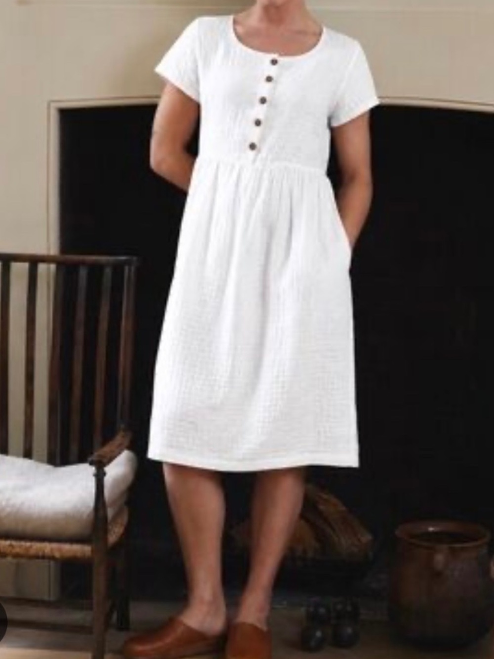 Pyne & Smith No 11 white linen dress size S NWT